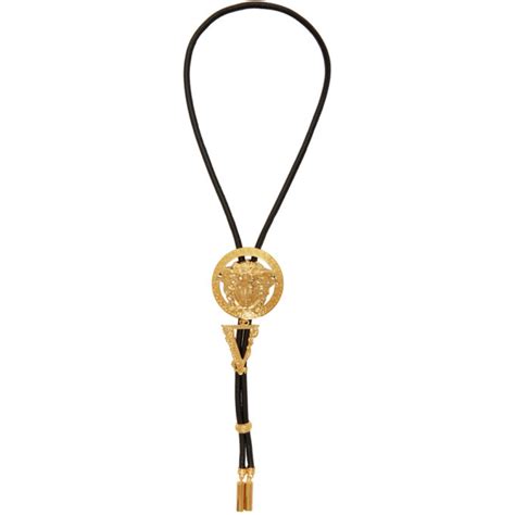 Versace: Black Medusa Bolo Tie Necklace 